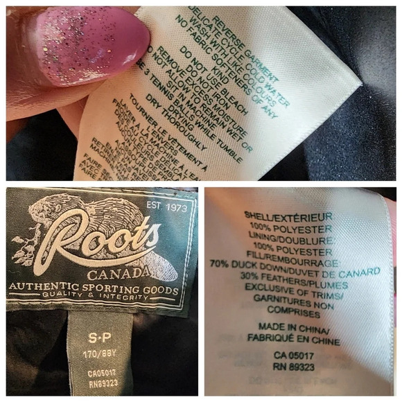 Roots Canada duck down/feathers navy blue long puffer vest. Women's size small. - Picture 3 of 16